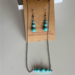 Turquoise Beaded Necklace and Earring Set
